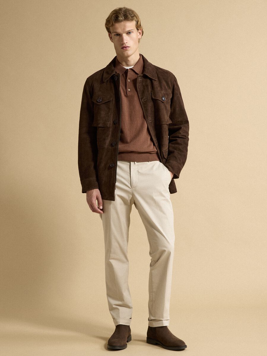 Brown padded genuine leather jacket_3
