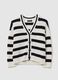 Striped knit cardigan with V neck_4