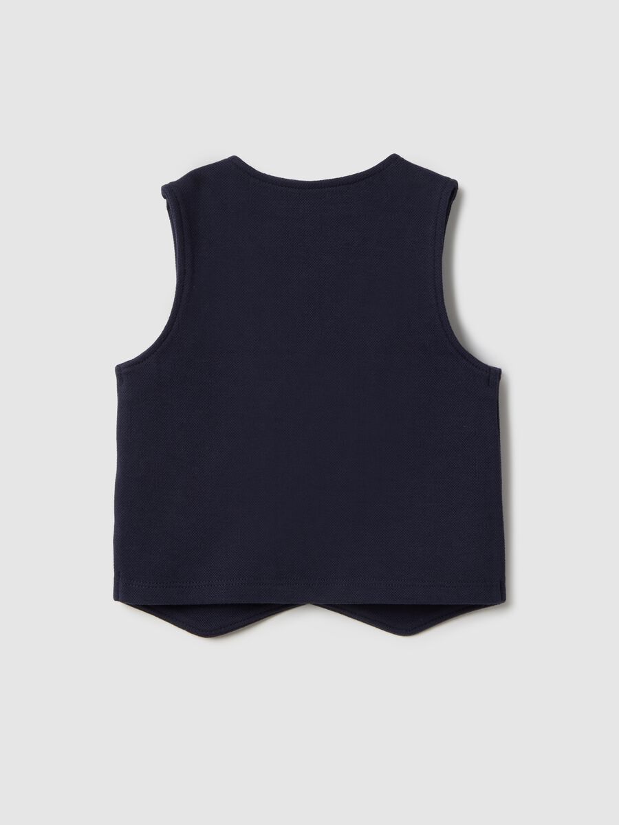 Blue cotton blend regular fit waistcoat with buttons for boys_1