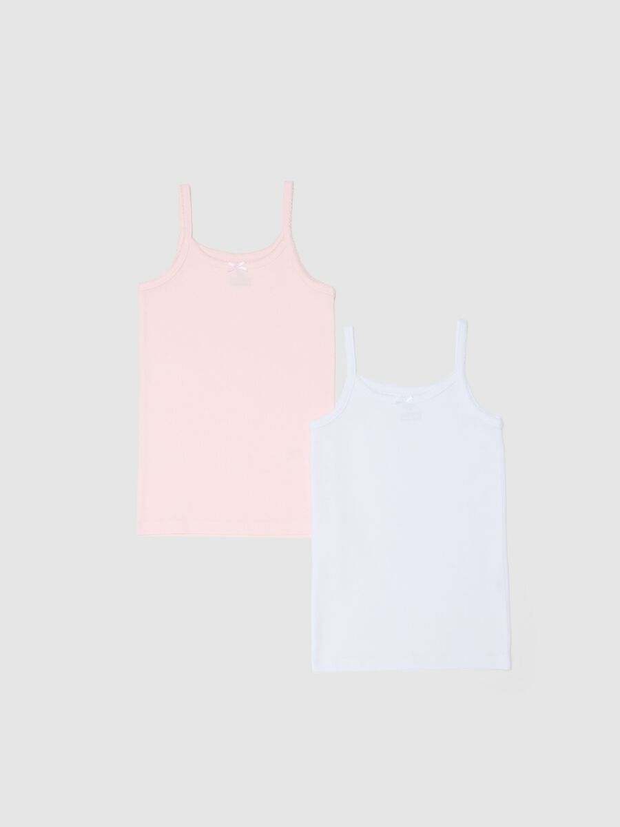 Twin pack of girls' multi-colour pure cotton vests in regular fit_0