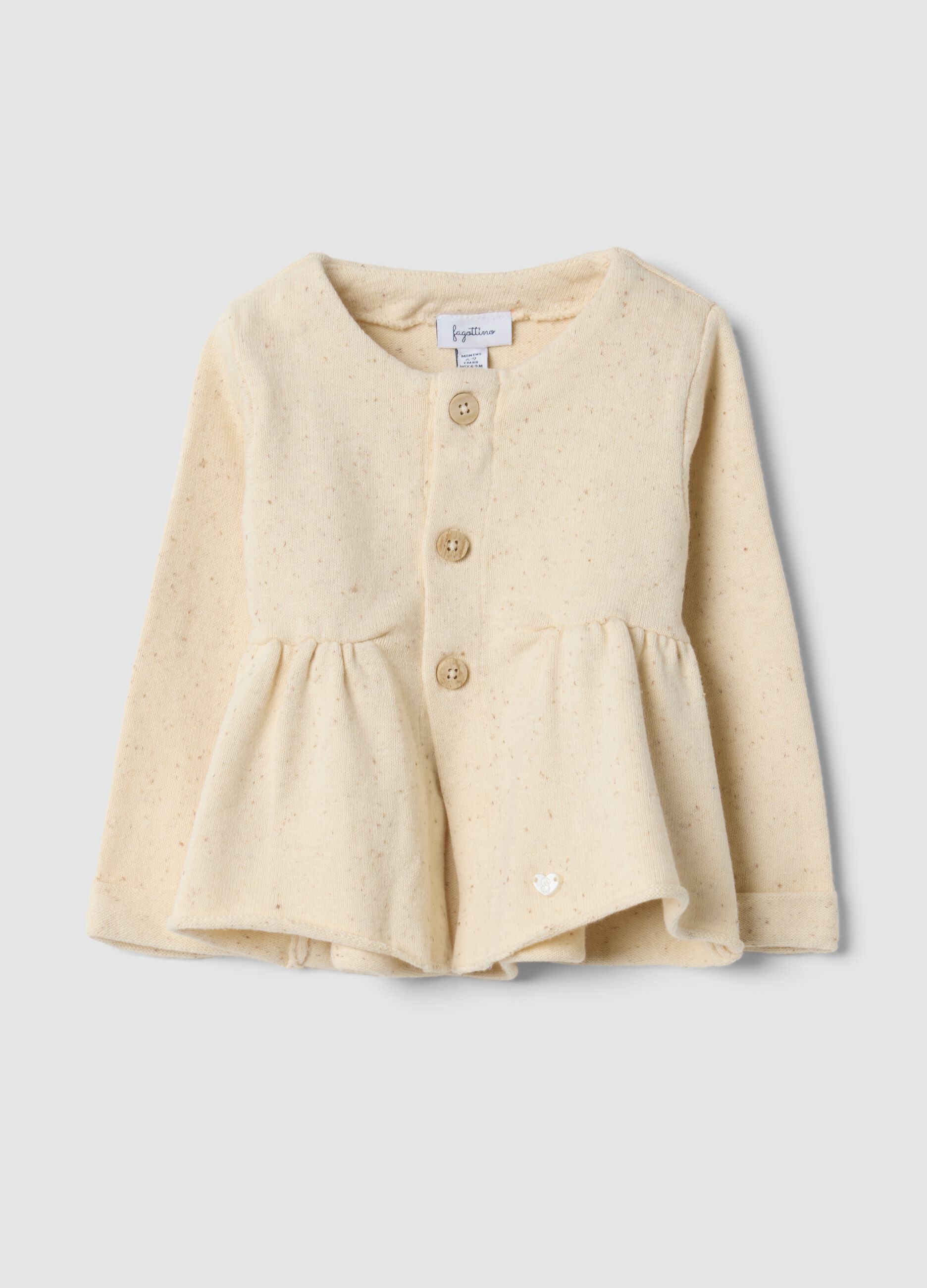 Cardigan bianco girocollo in misto cotone organico regular fit