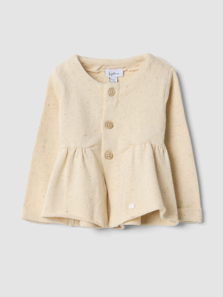 Cardigan bianco girocollo in misto cotone organico regular fit_0