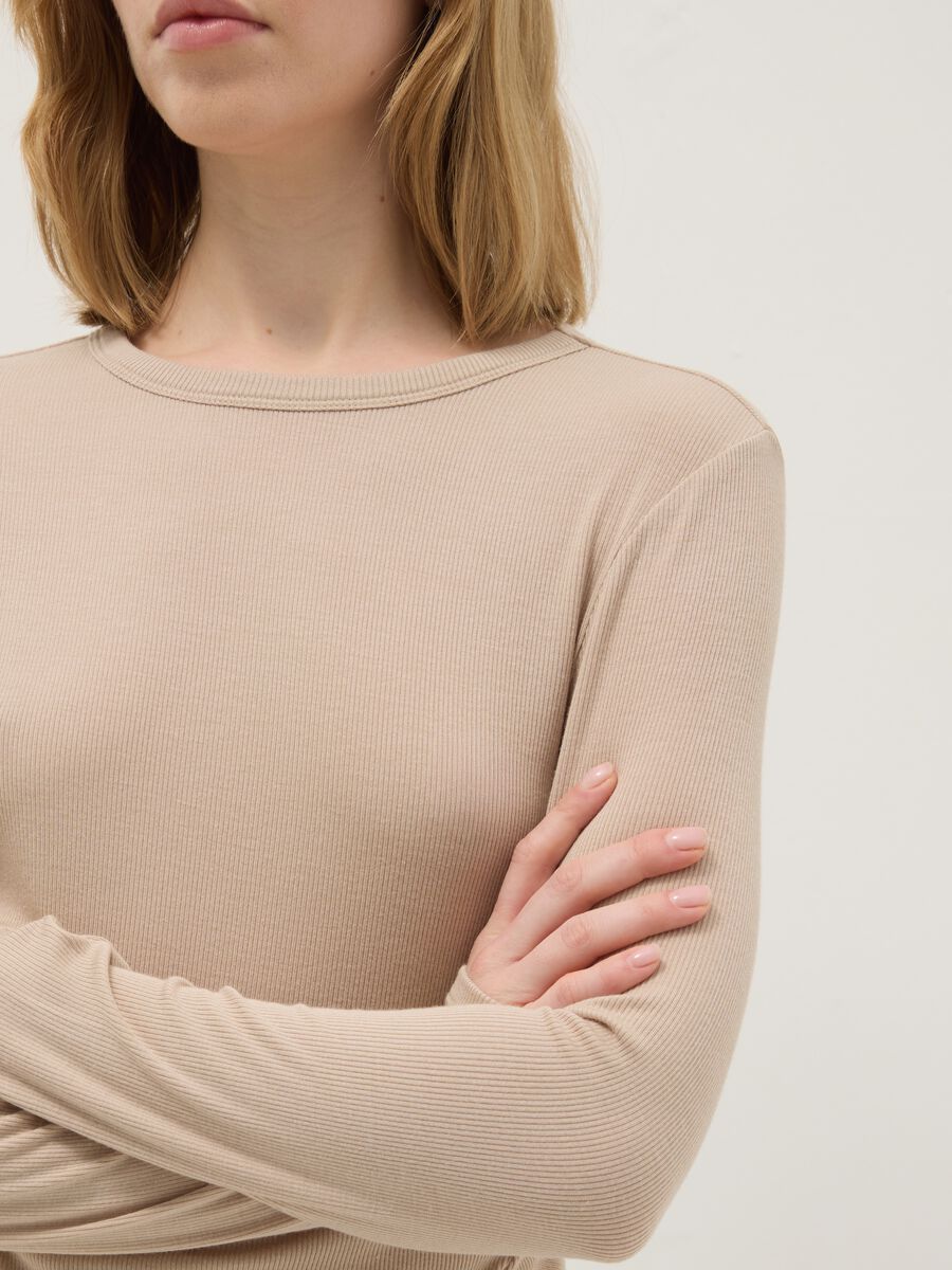 Beige Stretch Modal Regular Fit Top_3