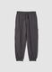 Pantaloni jogger grigi in puro cotone con tasche cargo relaxed fit_0