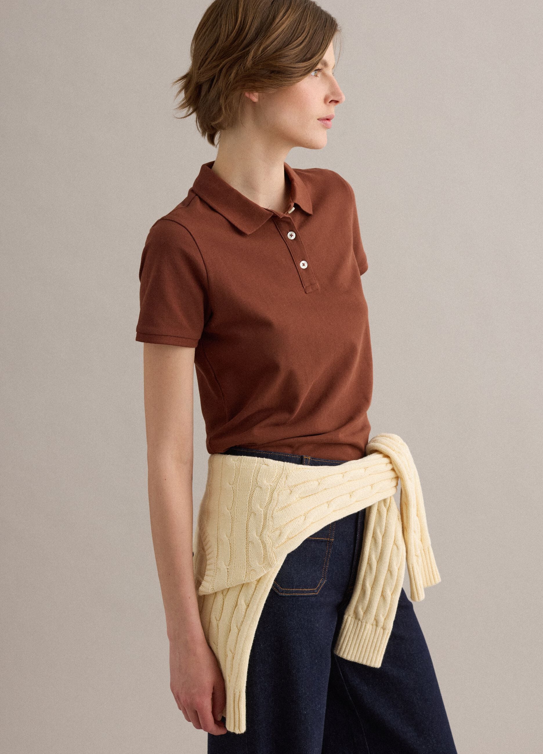 Sky blue regular-fit polo in 100% organic cotton