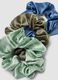 SINCERELY HAIR Scrunchies de cetim tamanho m&eacute;dio pack de 3 Azul e Verde_1