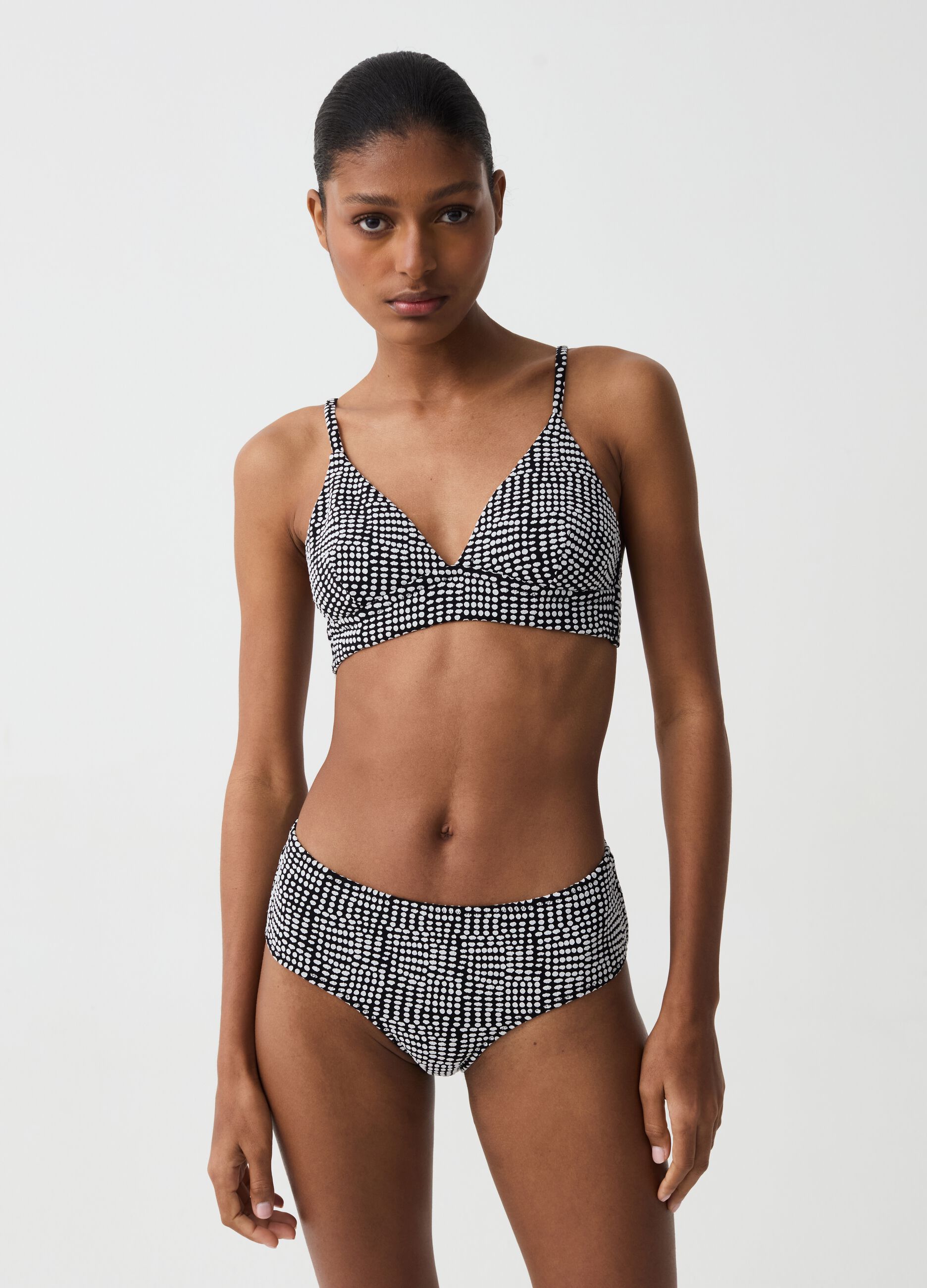 High-waisted bikini briefs with print