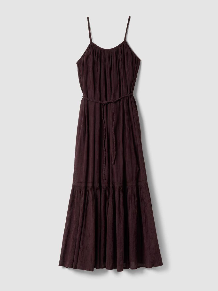 Duga smeđa haljina od čistog pamuka regular fit_5