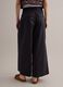 Black wide-leg pure cotton trousers_2
