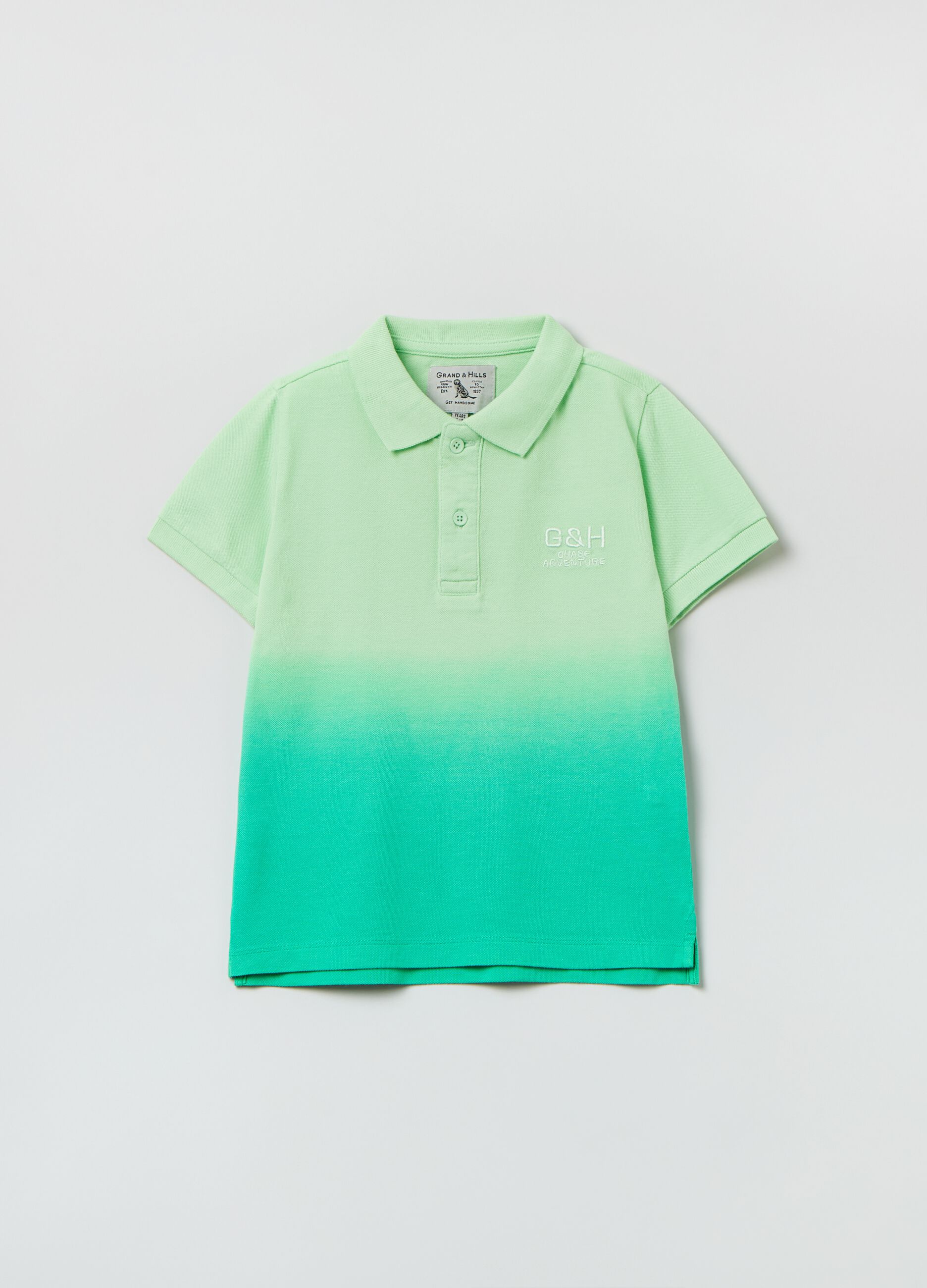 Polo shirt with degradé print and embroidery