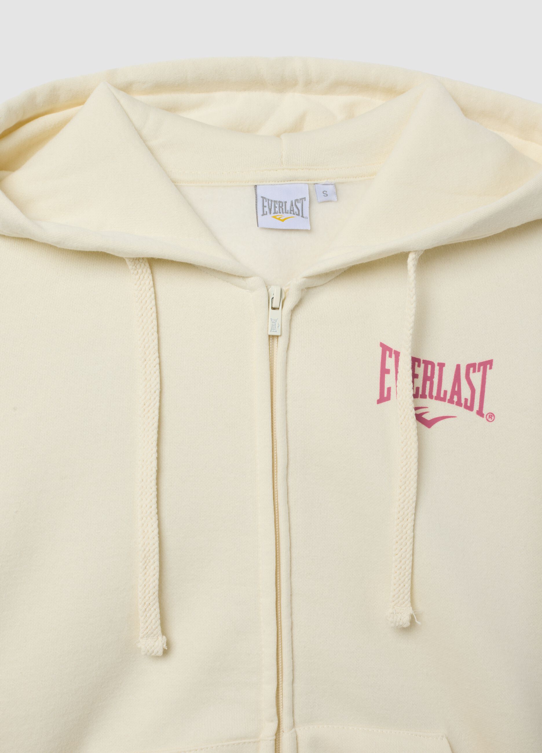 White cotton-blend hooded sweatshirt with Everlast logo