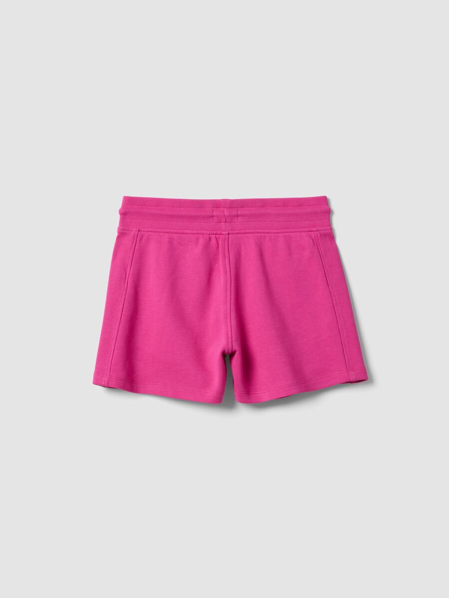 Girls' pink shorts in pure organic cotton with elasticated waist_1