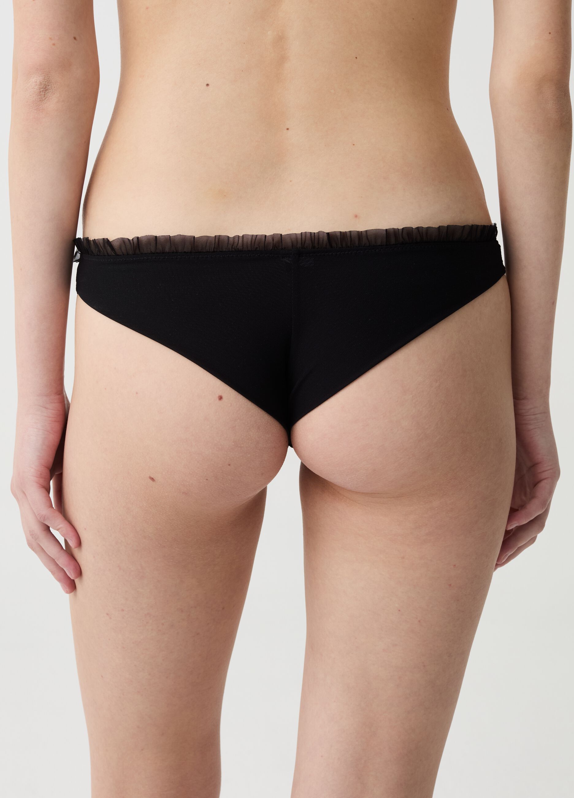 Brazilian-cut briefs with hearts embroidery