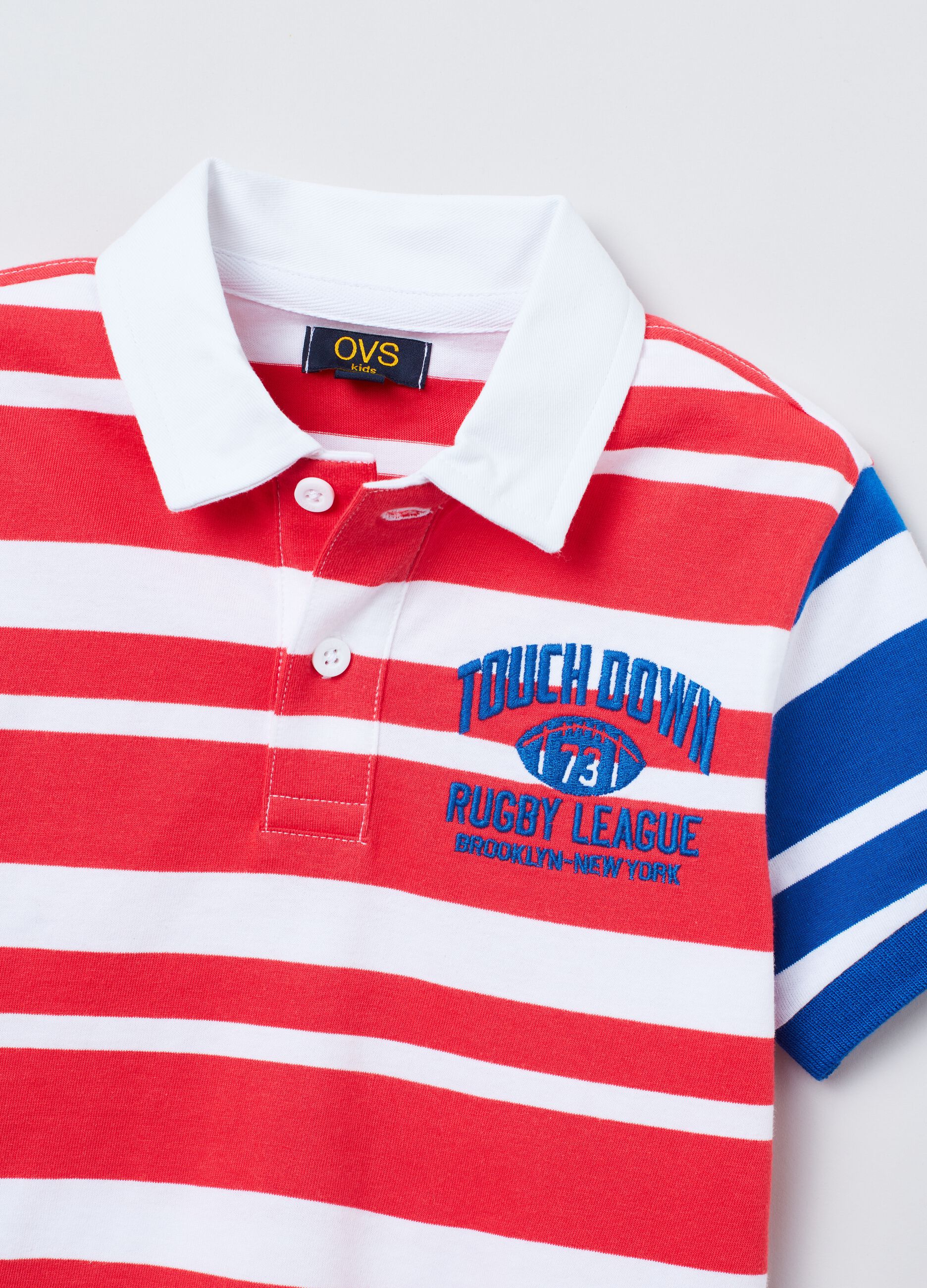 Striped cotton polo shirt with embroidery_1