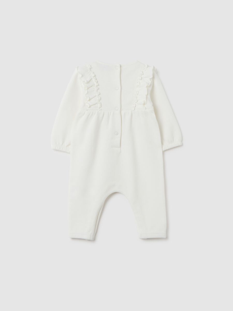 White pure cotton baby romper with zip_1