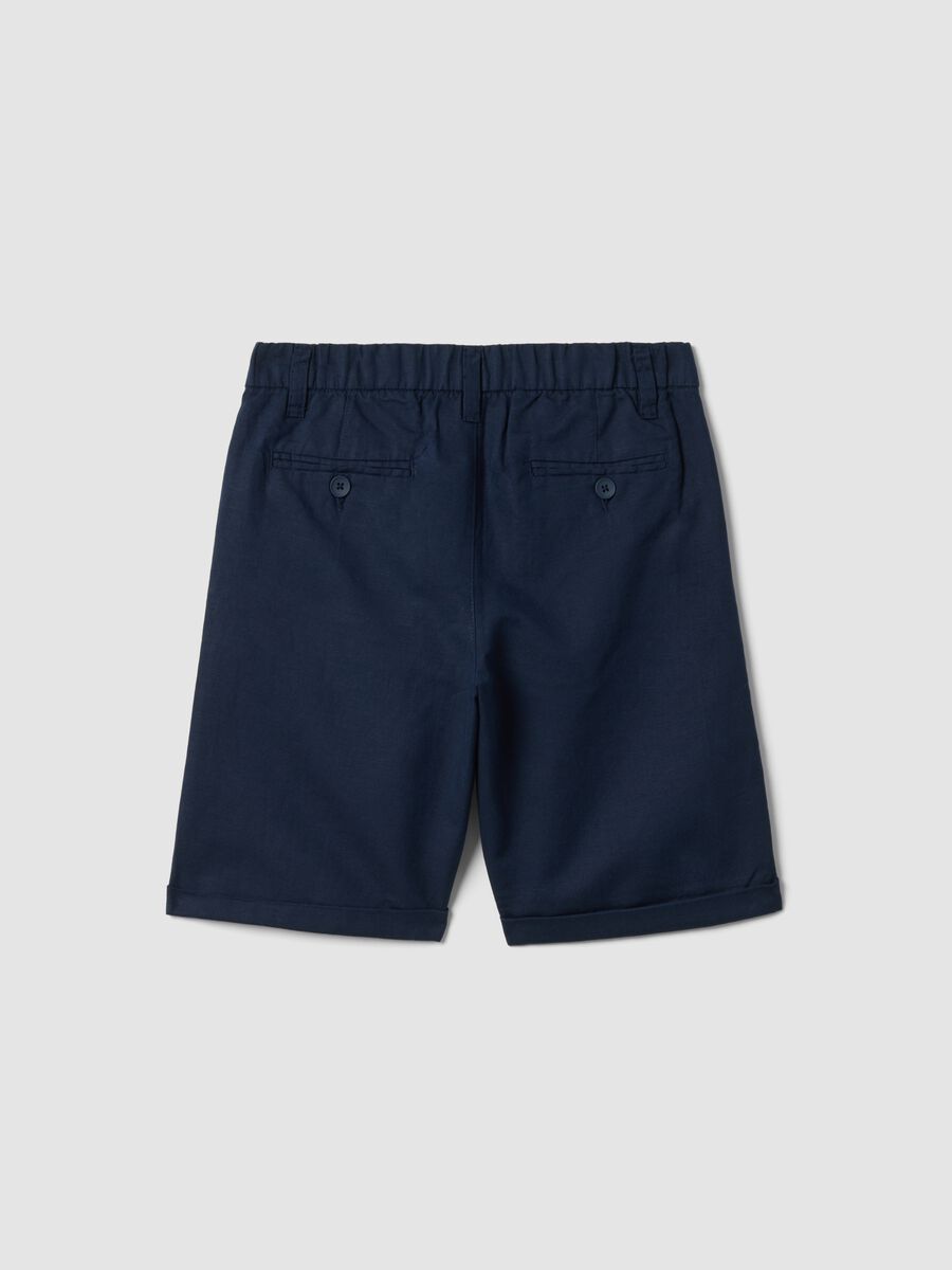 Boys&rsquo; blue linen and cotton blend regular-fit shorts_4
