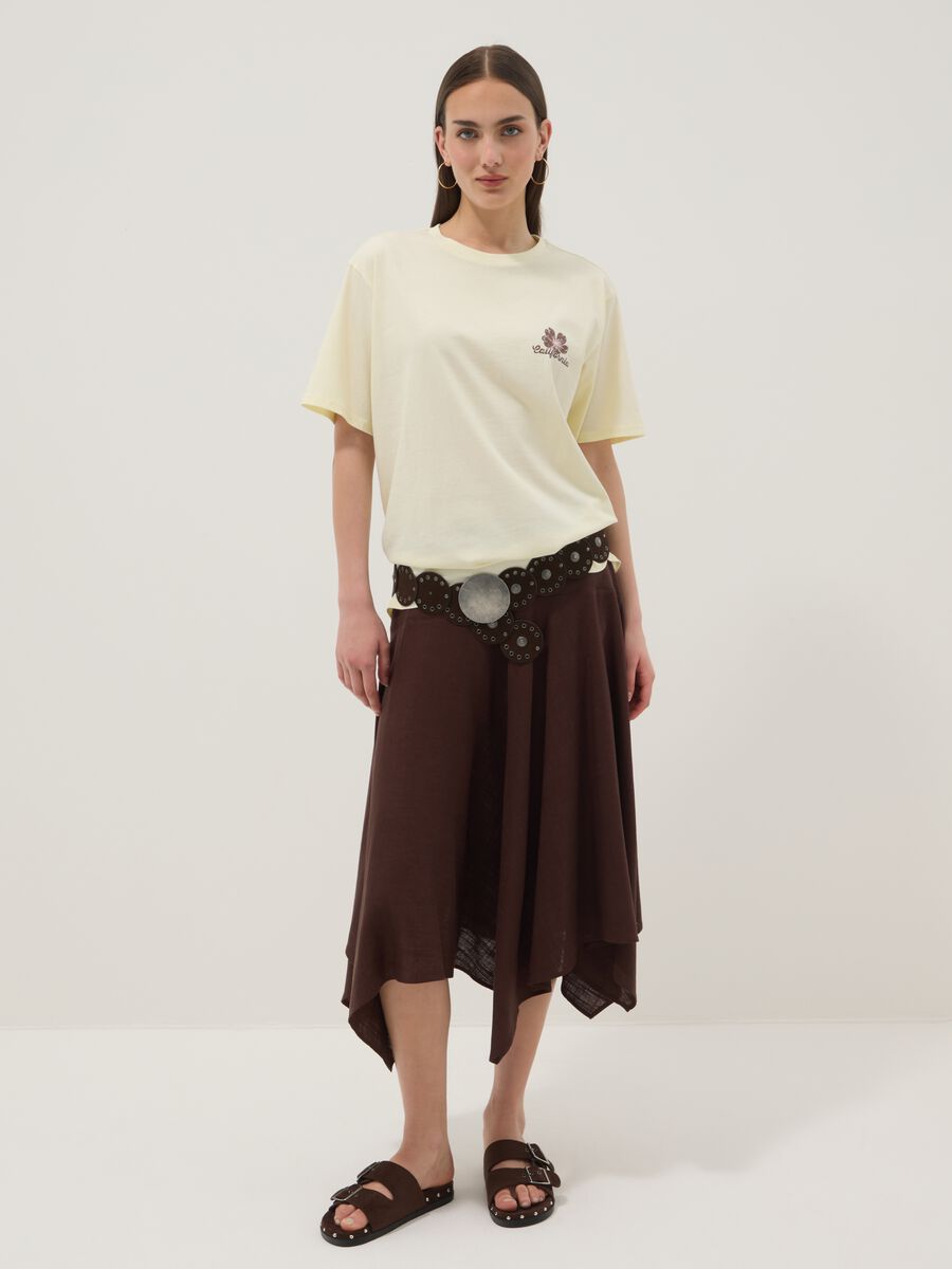 Gelbes T-Shirt aus reiner Baumwolle mit Print, Relaxed Fit_3