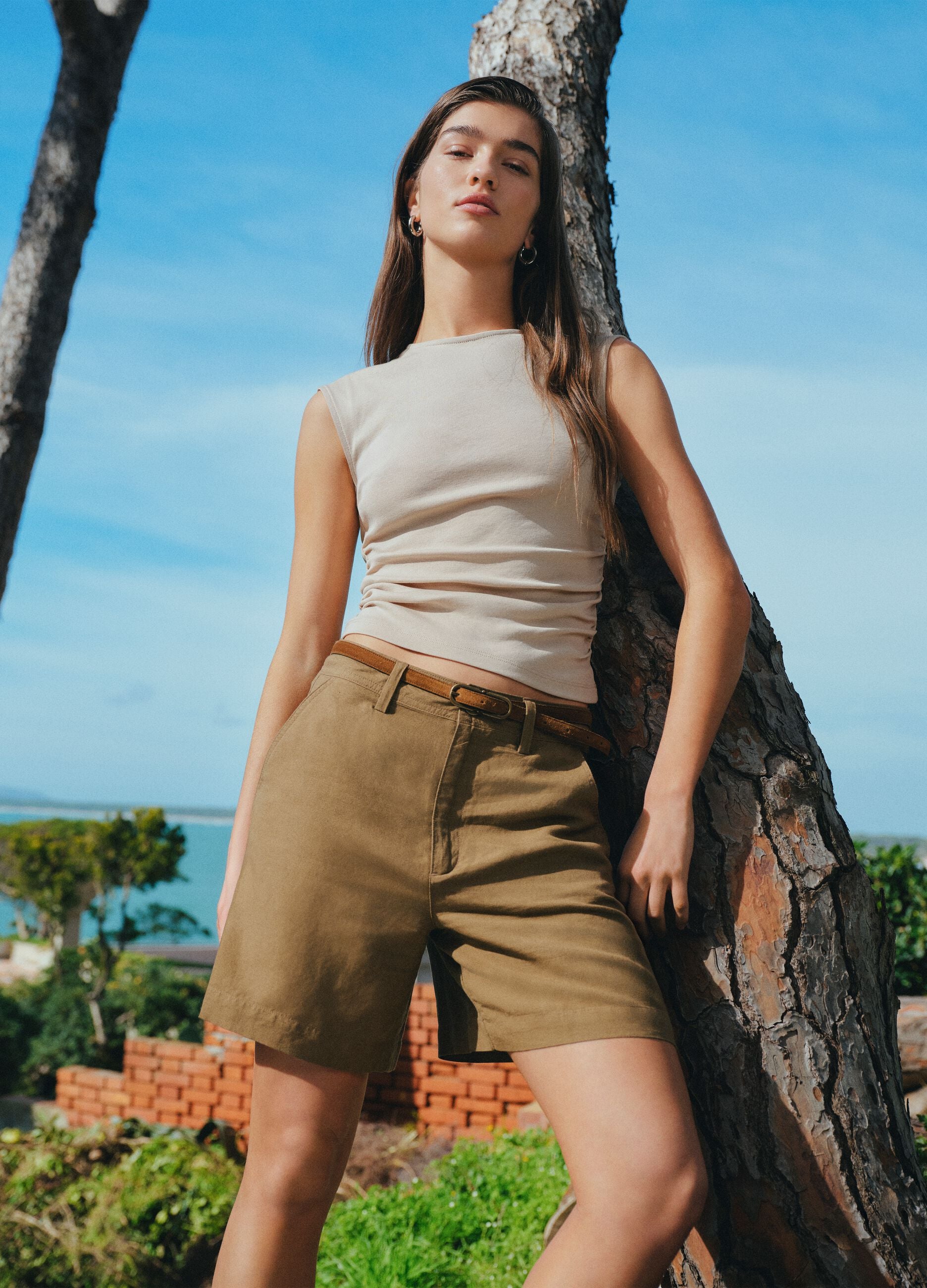 White pure cotton regular fit tank top