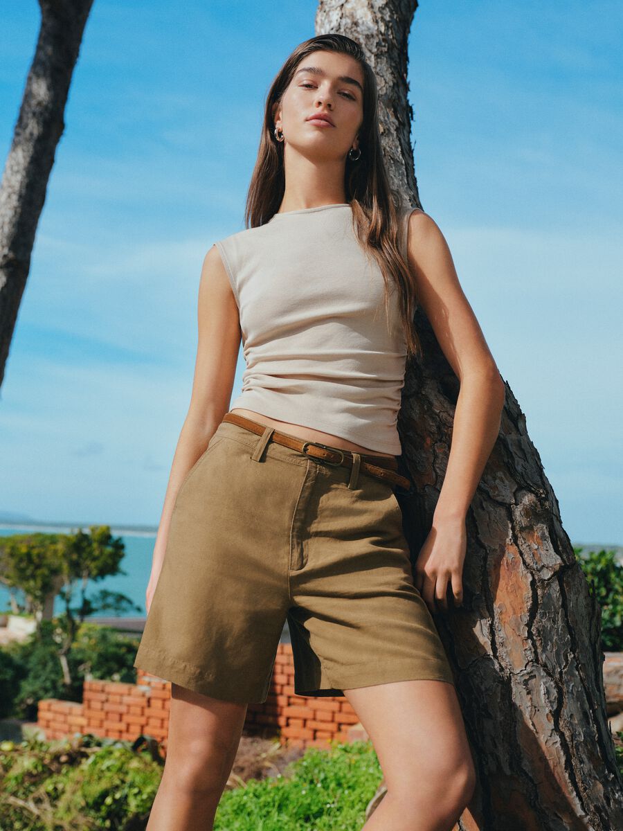 White pure cotton regular fit tank top_0