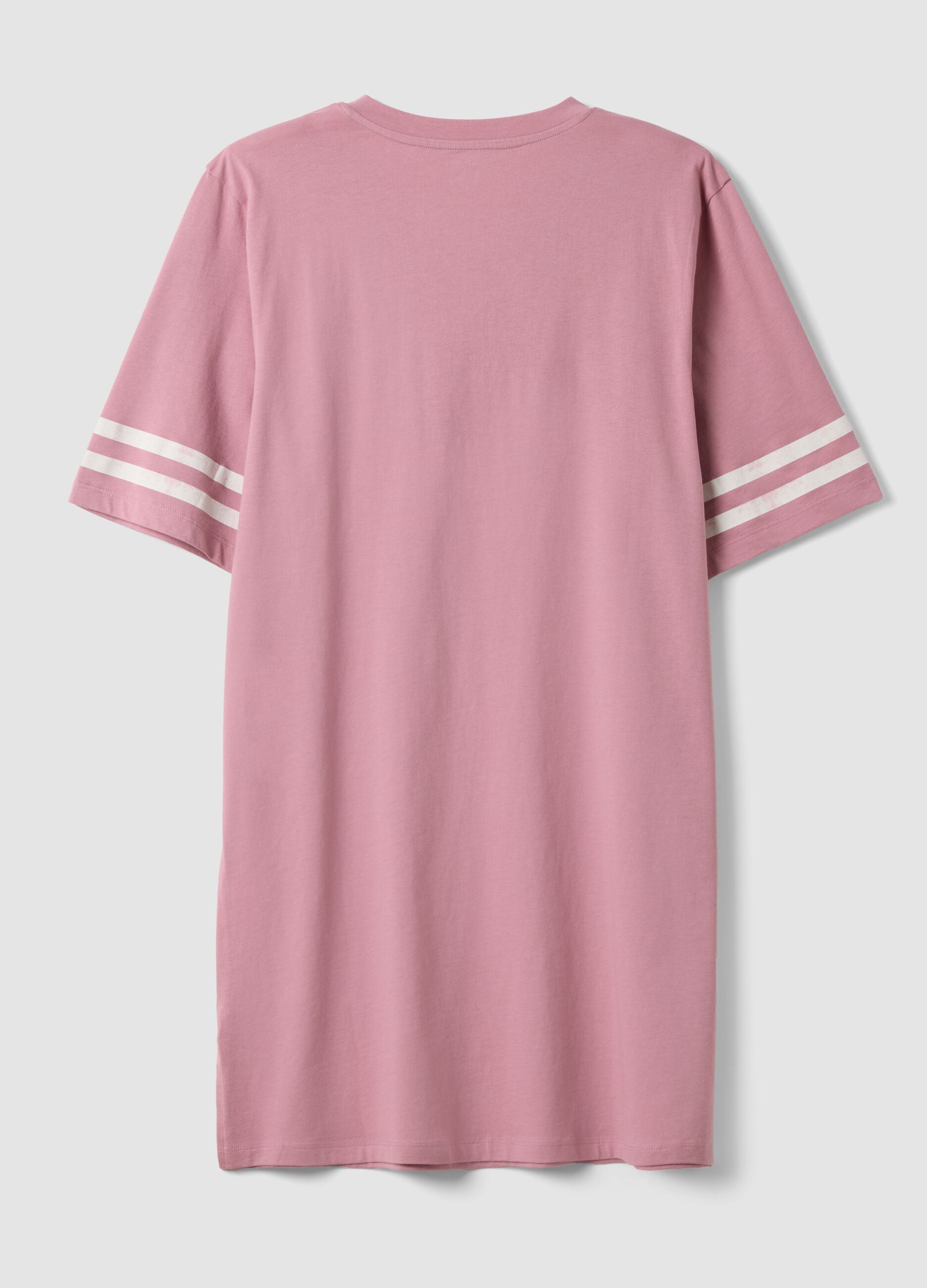Camicia da notte rosa in puro cotone organico con scollo a V con stampa