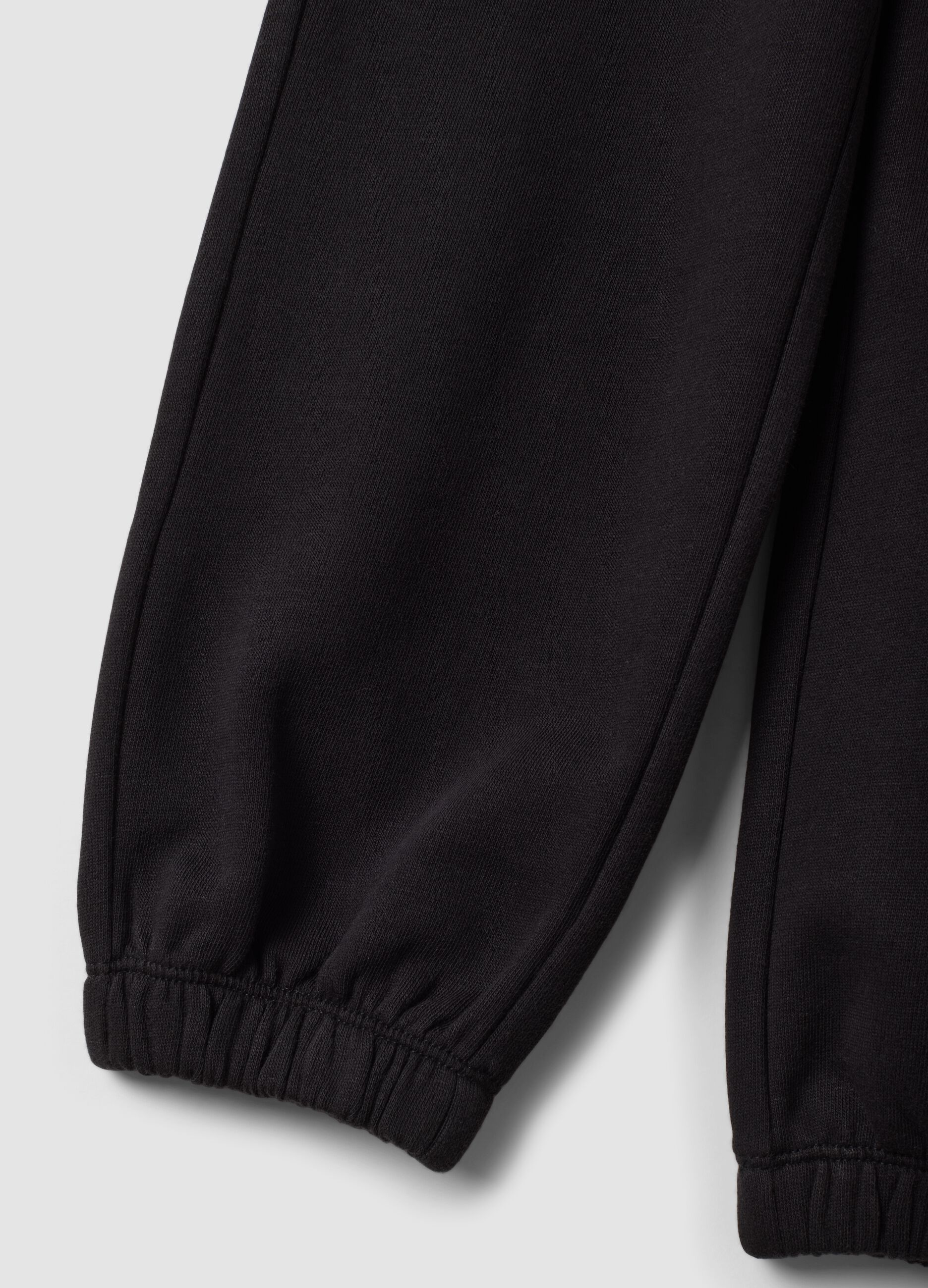 Black pure cotton fleece joggers, regular fit