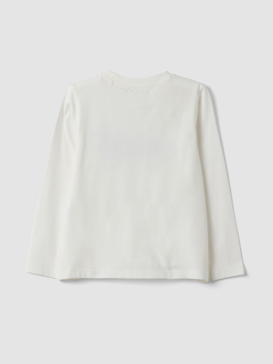 White pure organic cotton T-shirt with front print_1