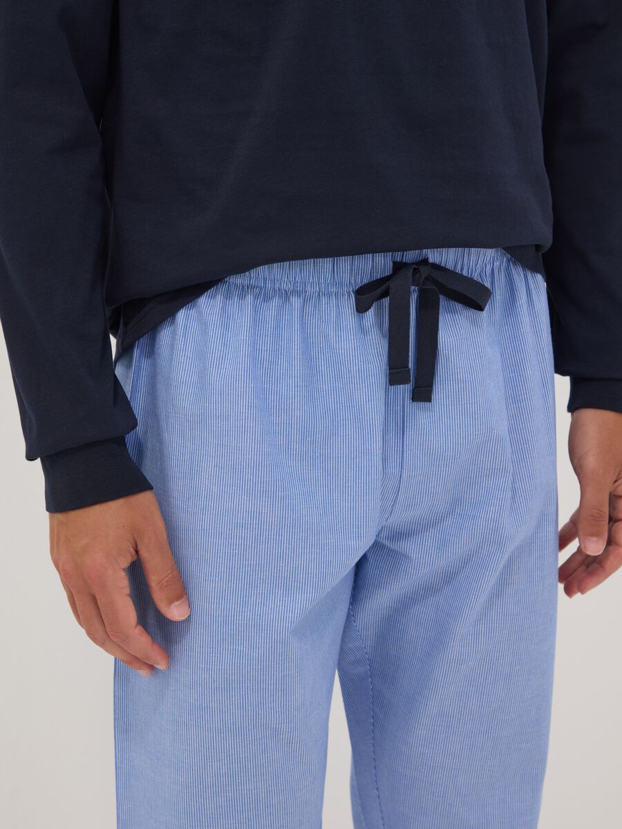Brauner gestreifter Pyjama aus reiner Bio-Baumwolle, Regular Fit_3