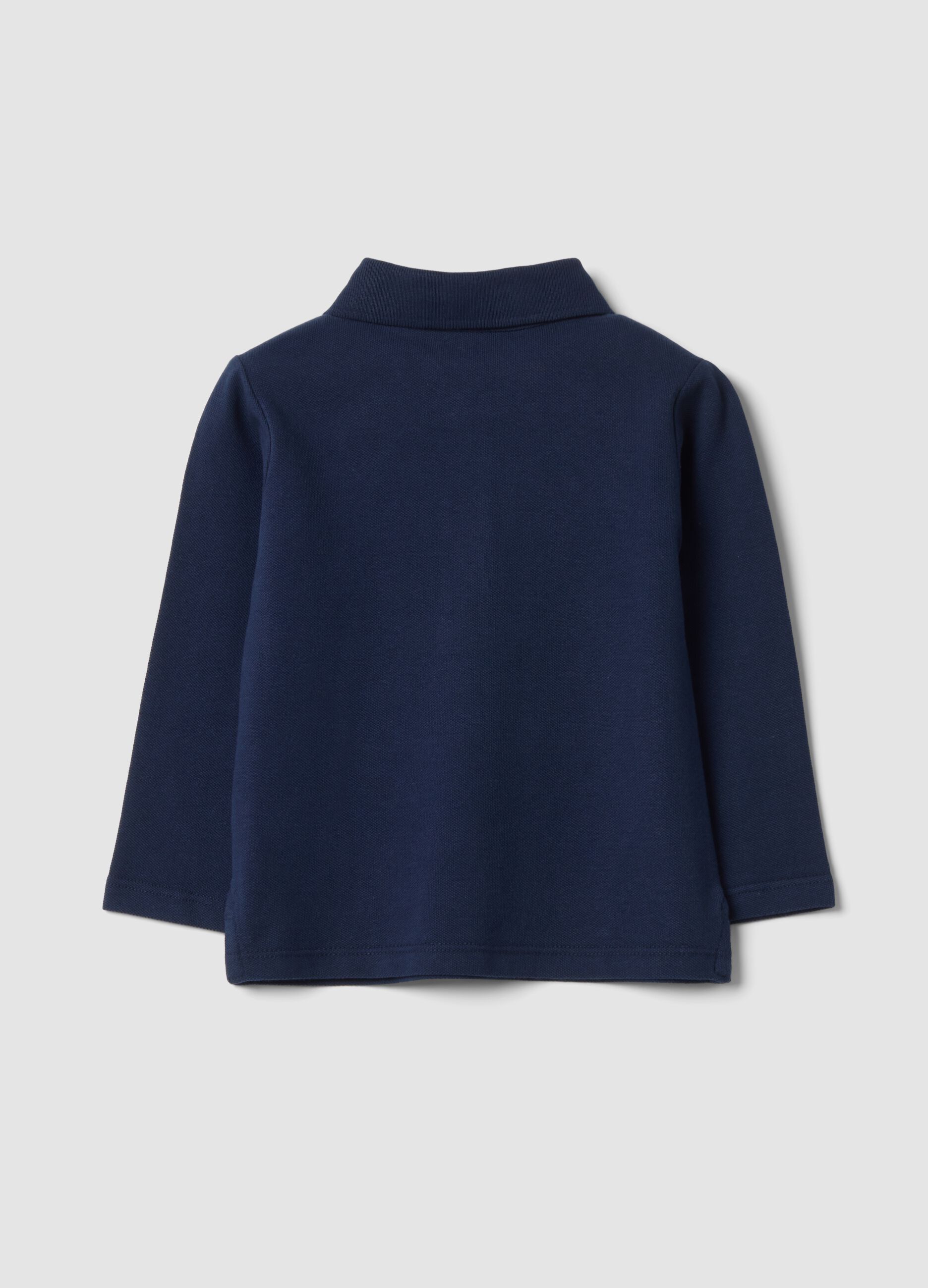 Navy pure cotton polo shirt with polo collar and Christmas embroidery