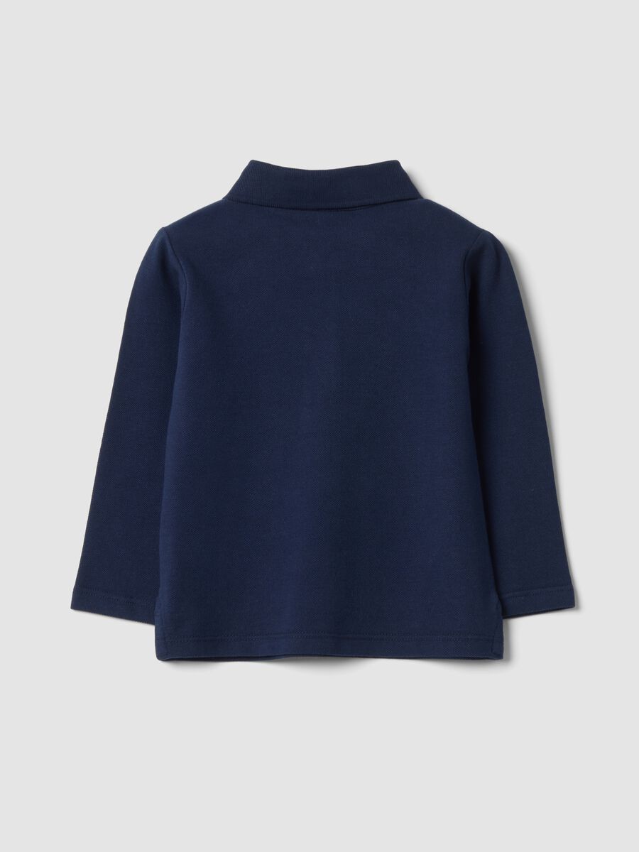 Navyblaues Poloshirt aus reiner Baumwolle mit Polokragen und Weihnachtsstickerei_1