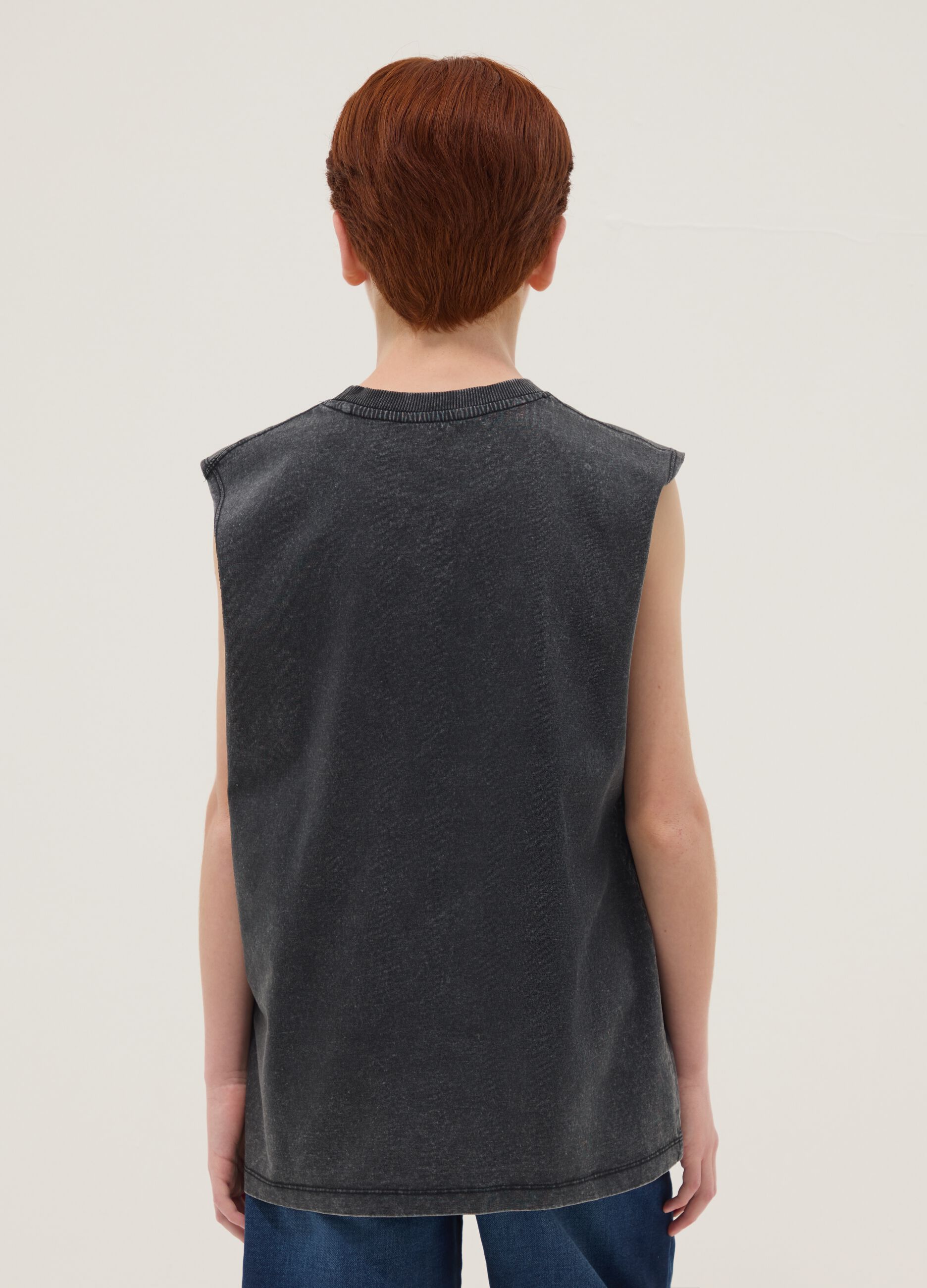 Black pure cotton vest top