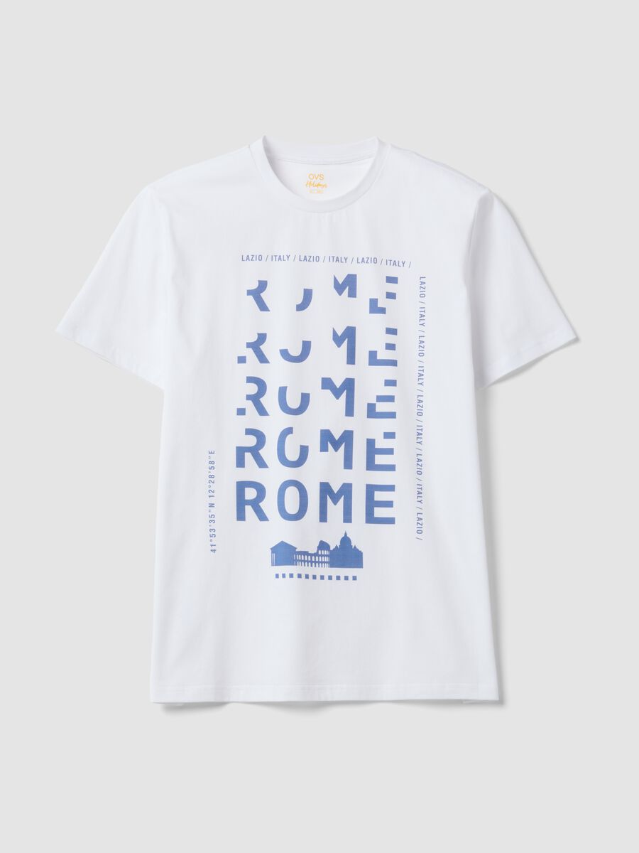 Wei&szlig;es T-Shirt aus reiner Baumwolle mit Frontprint, Regular Fit_4