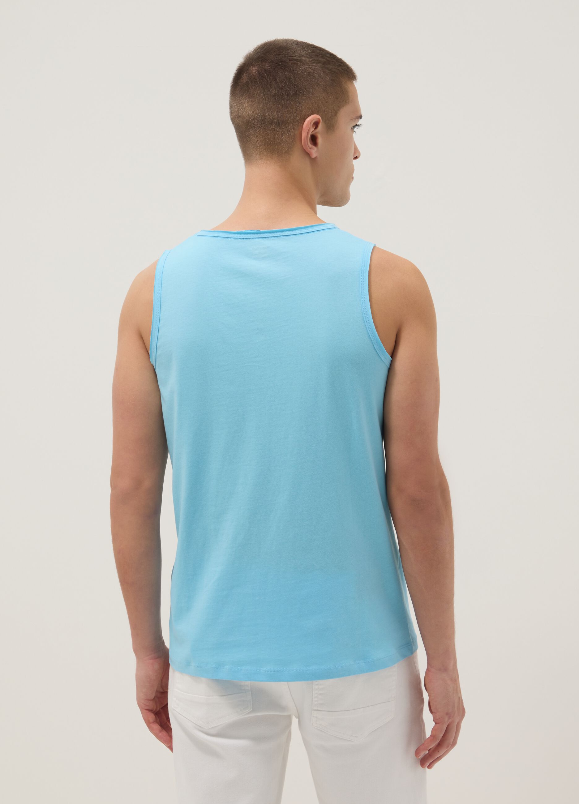 Light Blue Pure Cotton Vest Top
