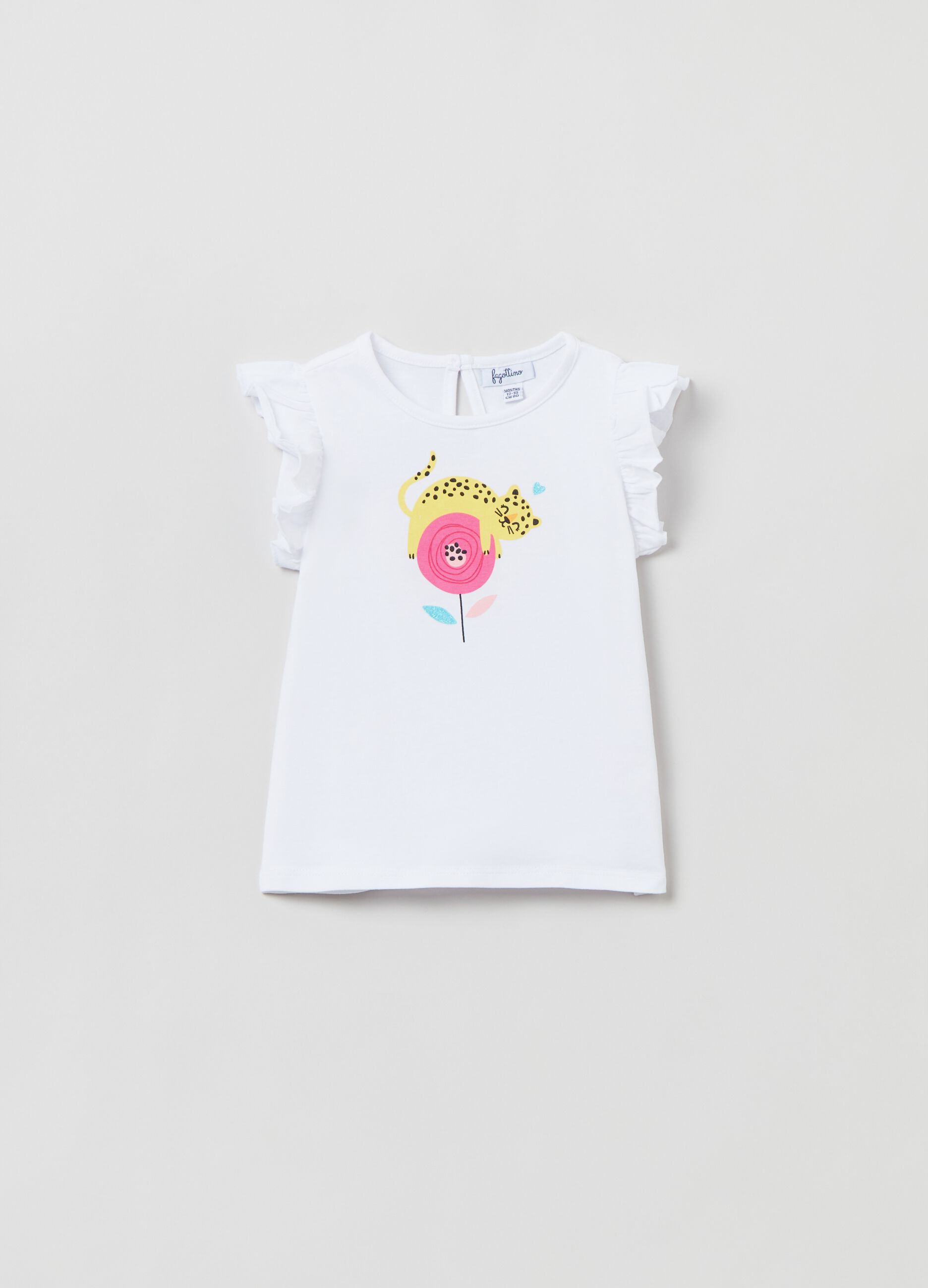 T-shirt with print and flounce