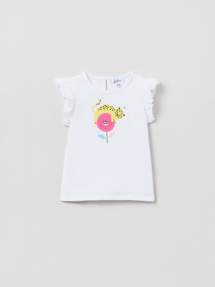 T-shirt with print and flounce_0