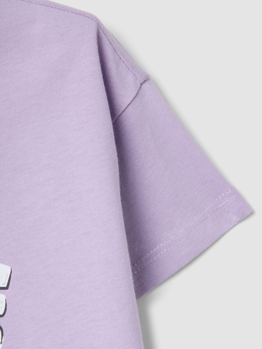 Girls' regular fit purple pure cotton T-shirt with print_3