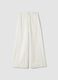 White cotton blend flare trousers with regular waist_5