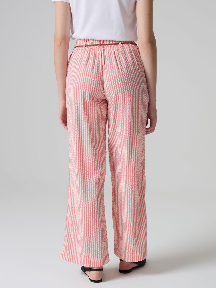 Striped seersucker trousers with belt_1