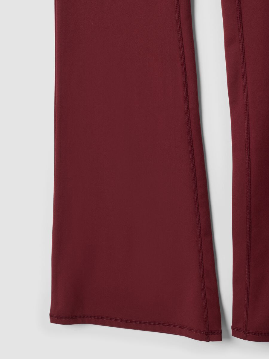Red flared leggings in stretch fabric_8
