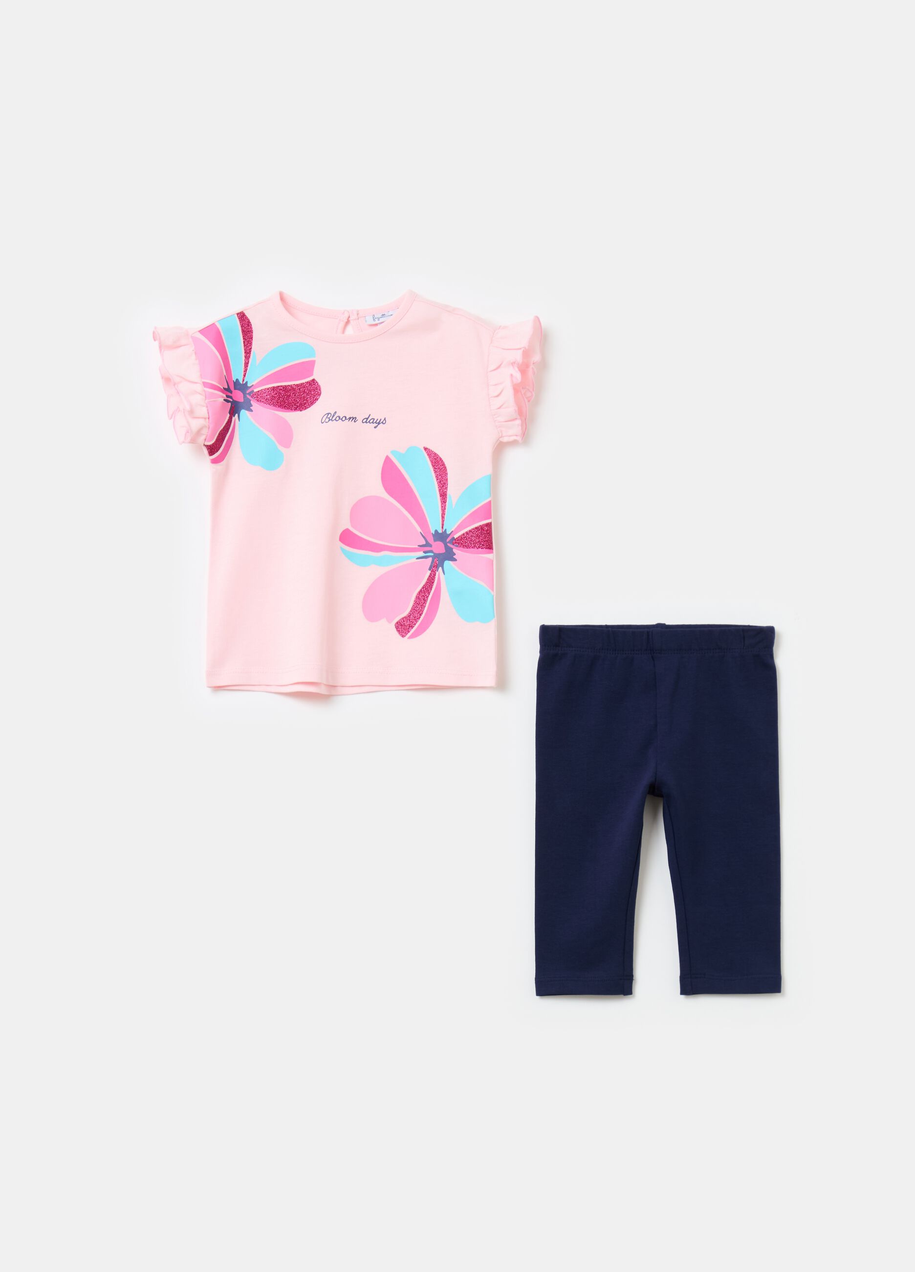Jogging set with glitter and print