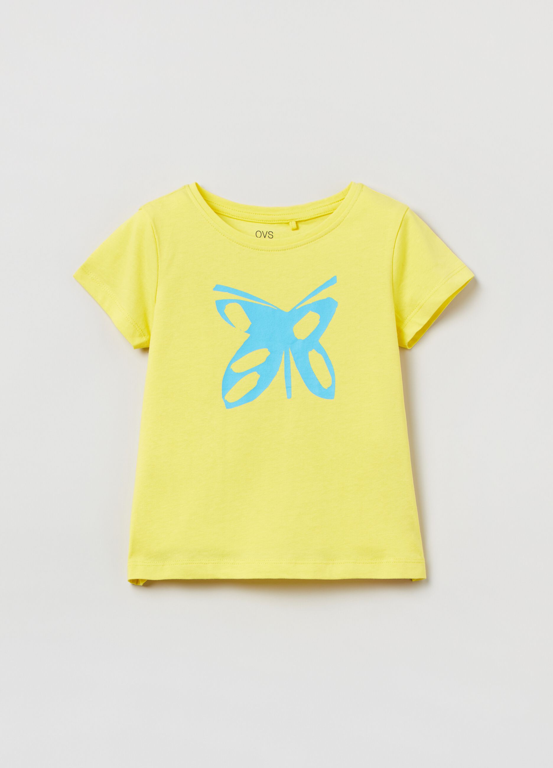 Camiseta de algodón flameado con estampado mariposa