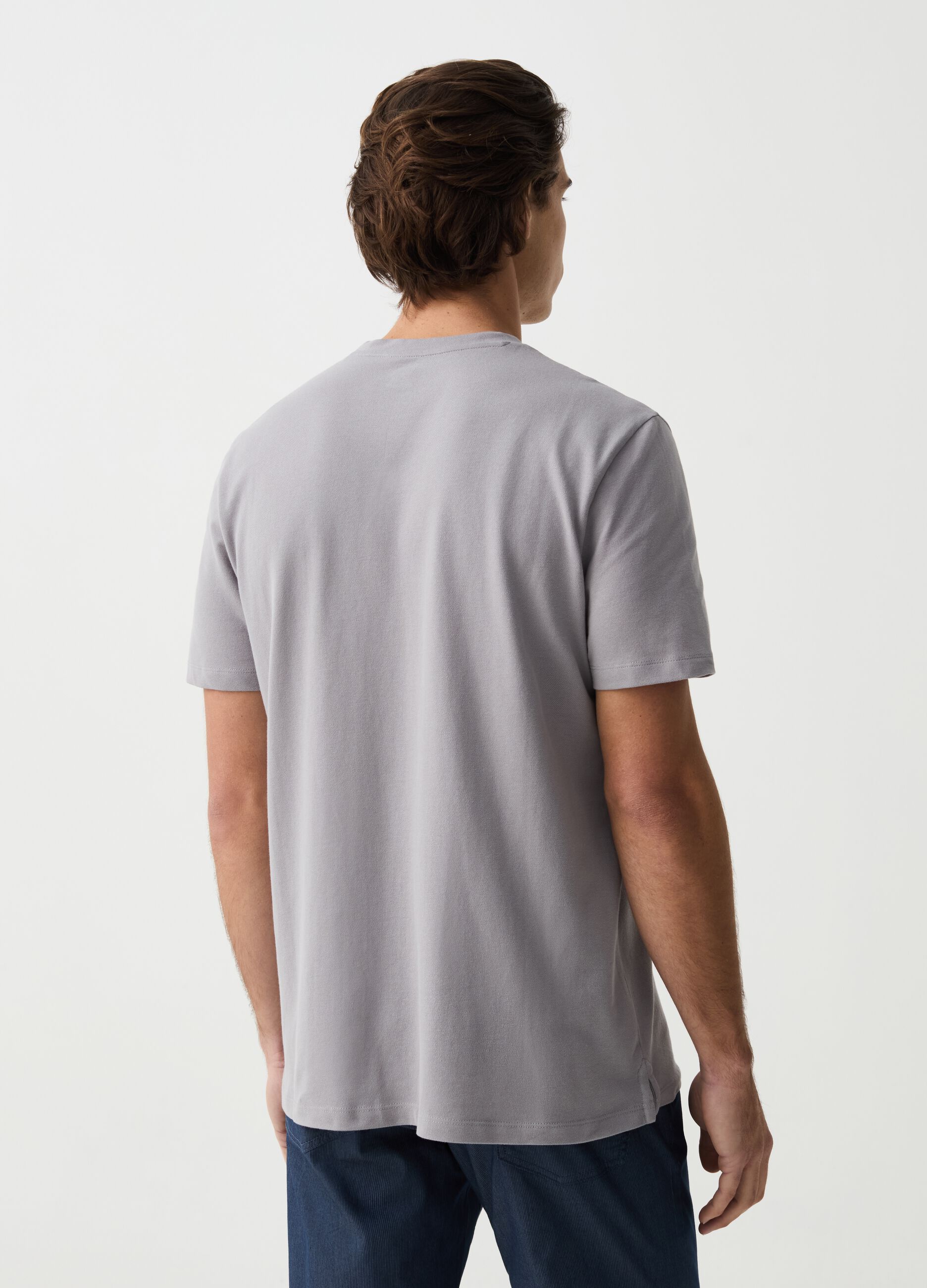T-shirt girocollo in cotone stretch