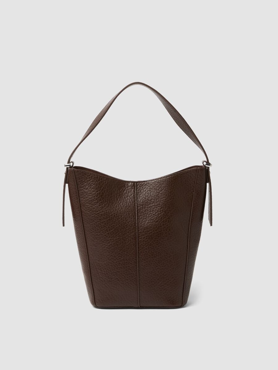 Borsa marrone a spalla effetto martellato_0
