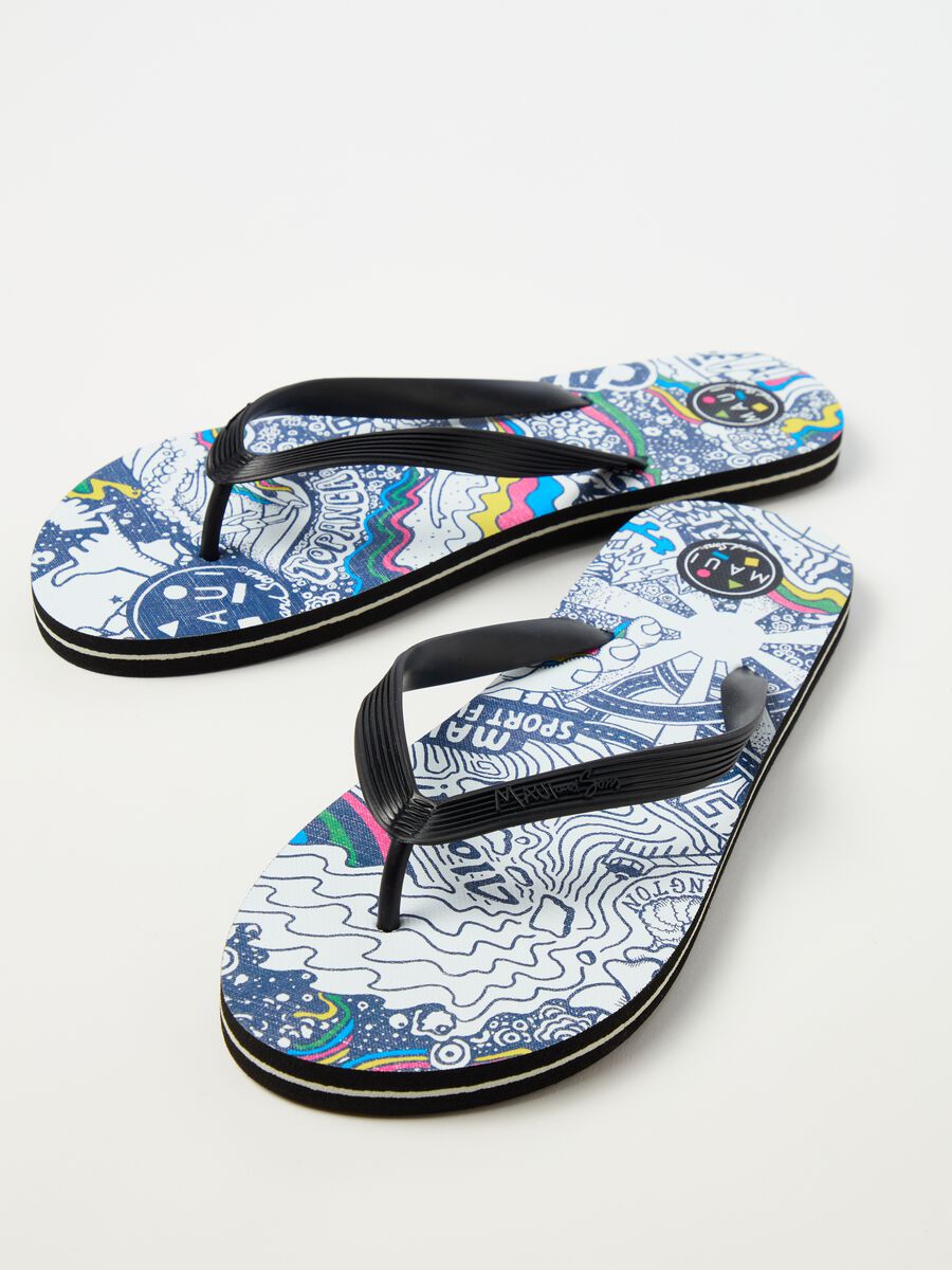 Thong sandals with surfer print_1