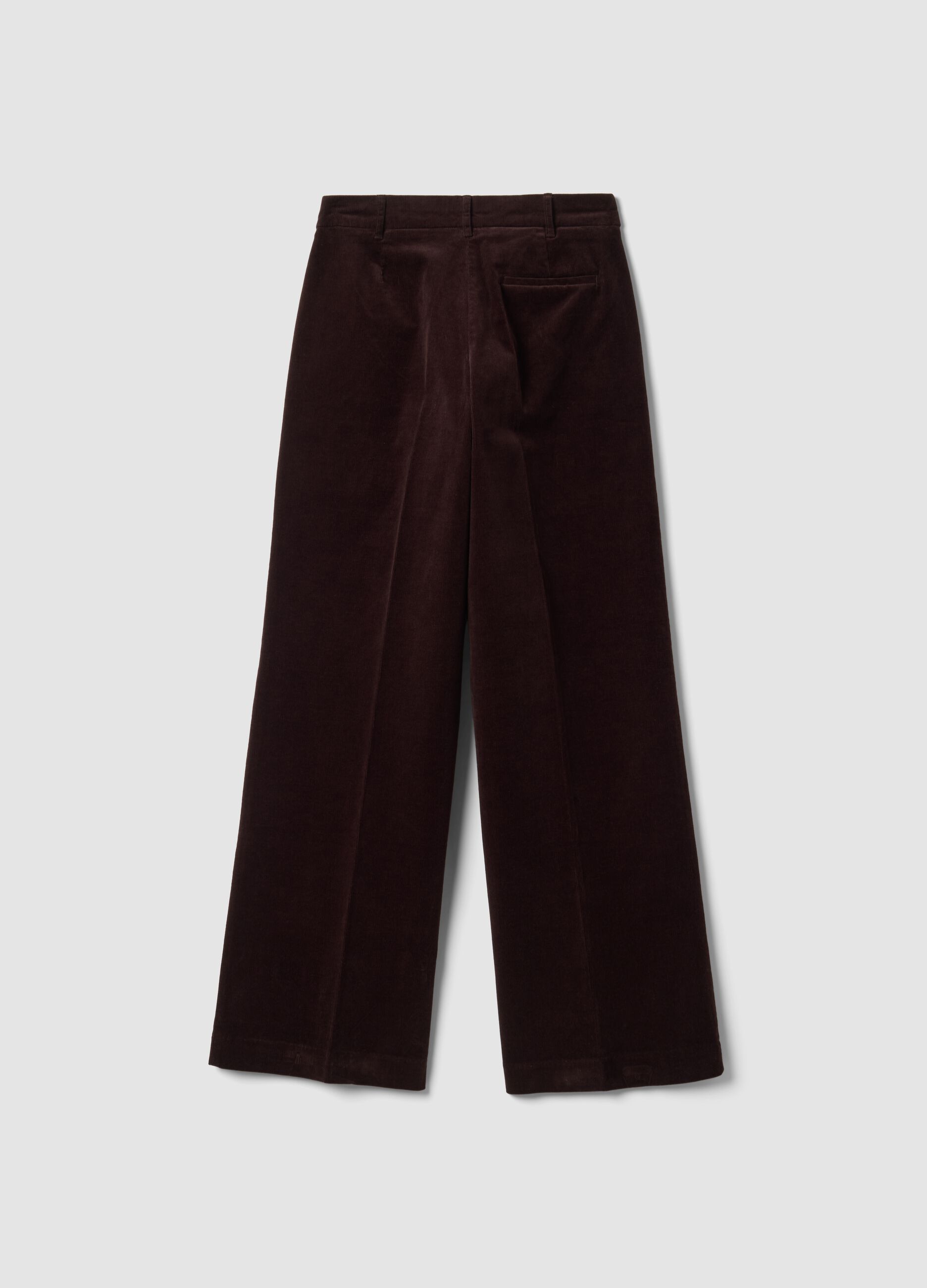 Cal&ccedil;as The Iconic Pants castanhas em algod&atilde;o el&aacute;stico canelado, corte straight