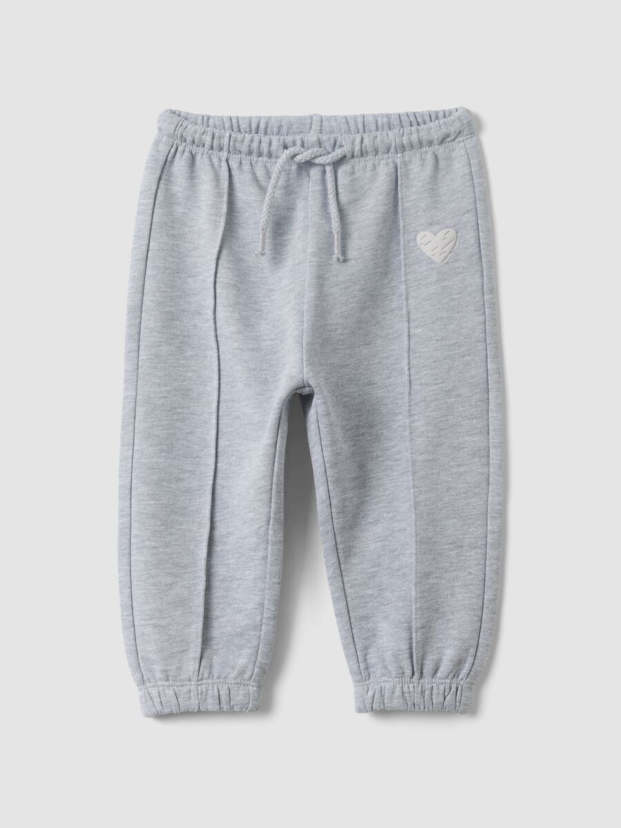Graue Jogger aus reiner Baumwolle mit Herzmotiv, Comfort Fit f&uuml;r Baby-M&auml;dchen_0