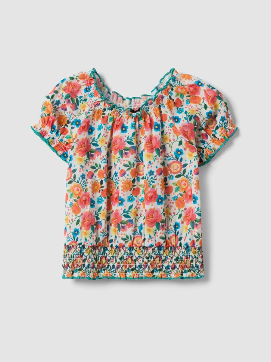 Girls' regular fit multicolour floral pure cotton blouse_3