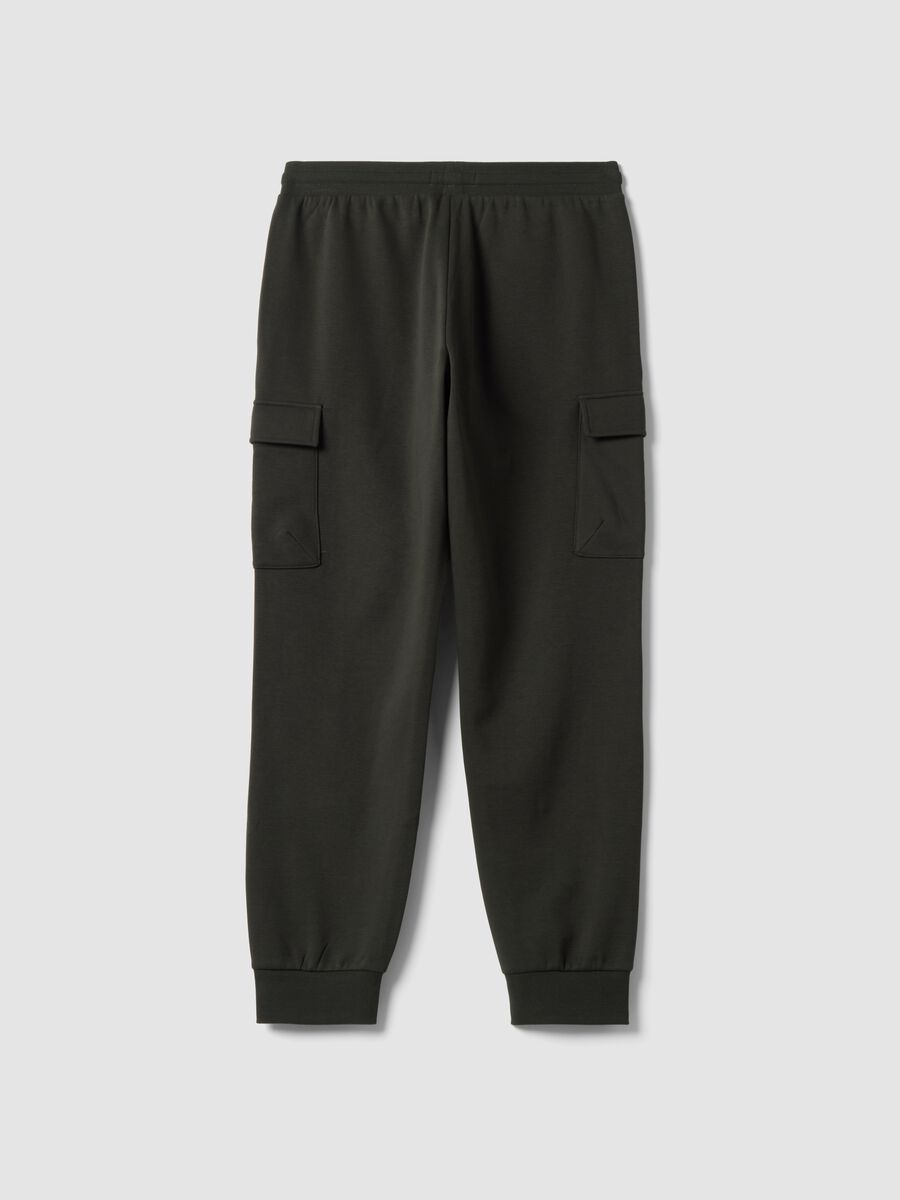 Grey cotton-blend cargo joggers with drawstring, regular fit_2