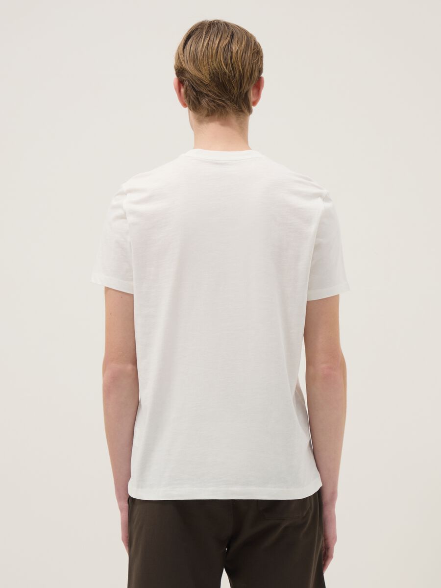 White regular fit short-sleeved pure cotton t-shirt_3