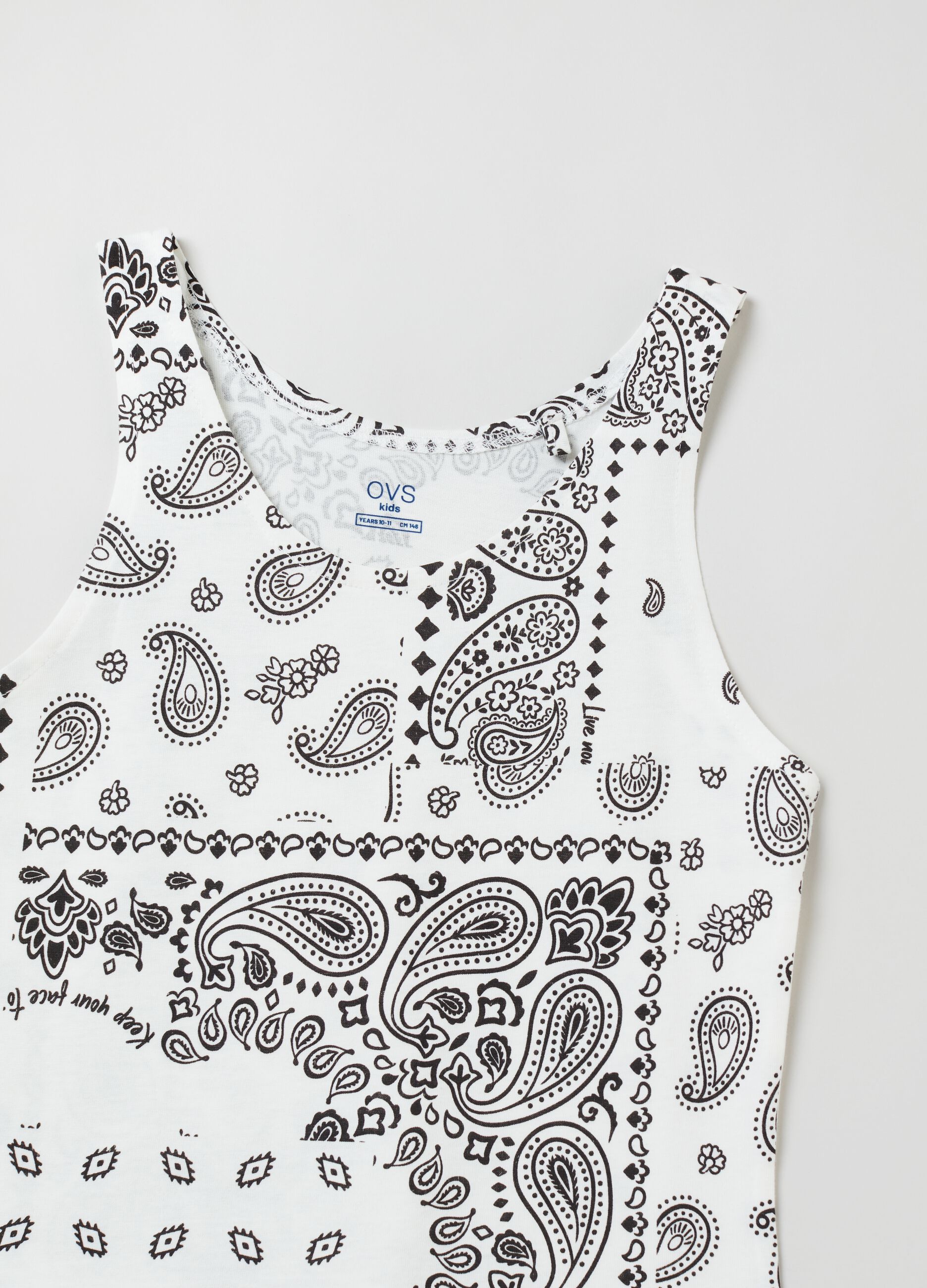 Cotton tank top with paisley print_1