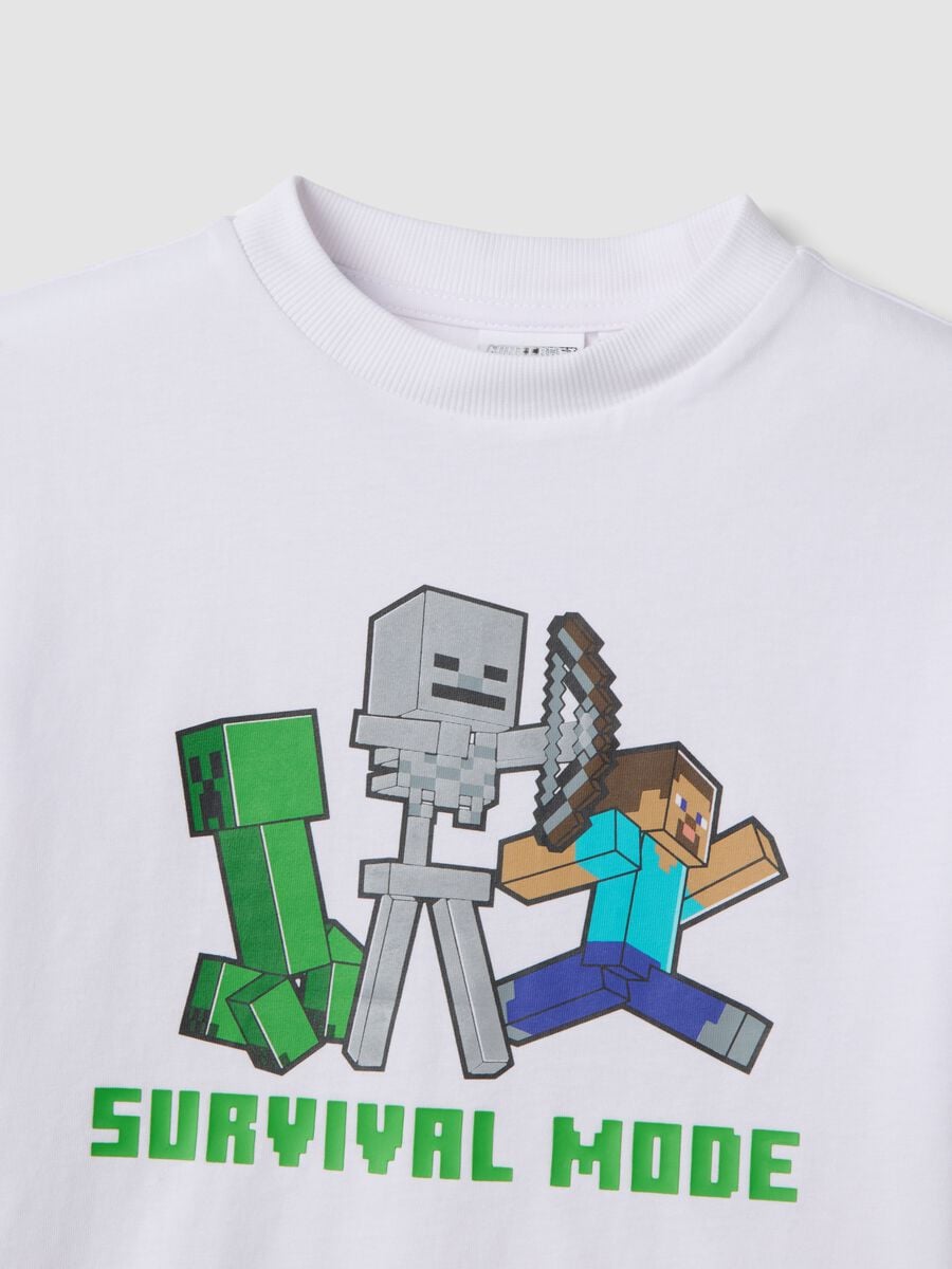 Completo bianco e verde in puro cotone con t-shirt e shorts per bambino over fit_2